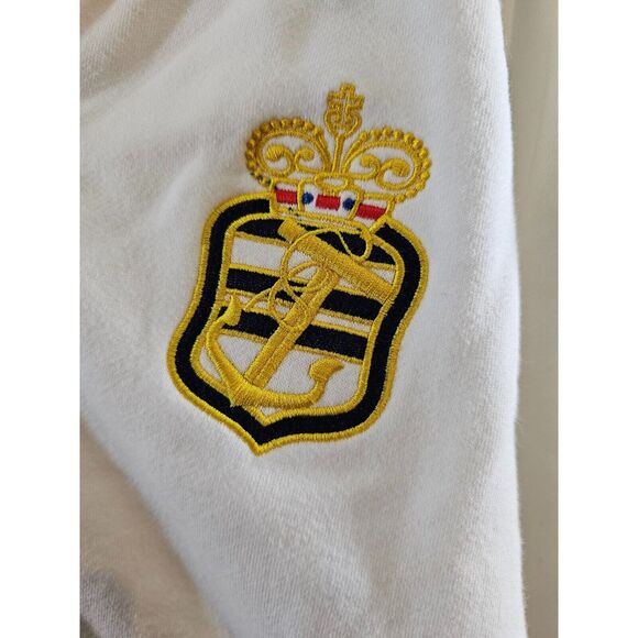 VINTAGE Crown & Anchor White Embroidered Nautical Zippered Jacket Women's XXL - Picture 2 of 6